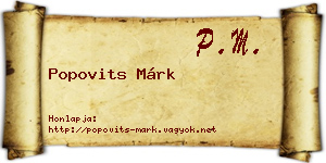 Popovits Márk névjegykártya